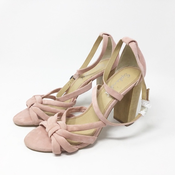 Splendid Shoes - Splendid Faris Pink Suede Wooden Heel Sandal.